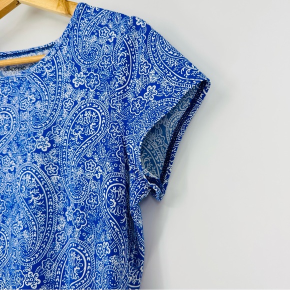 Lands' End Blue White Paisley Crew Neck Dress S - Picture 4 of 6